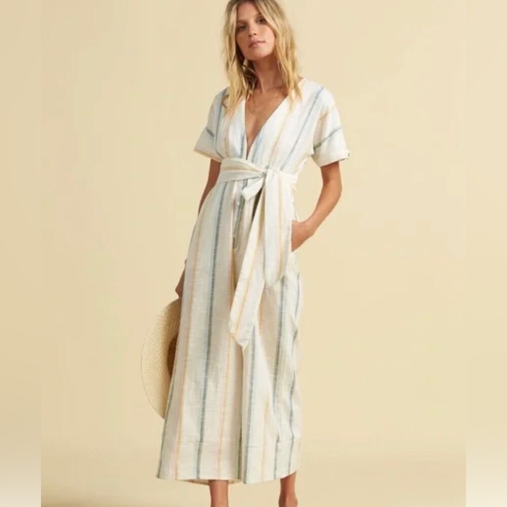 Billabong SALTY BLONDE DREAMWEAVER PANTSUIT 100%Cotton Belted Pockets EUC